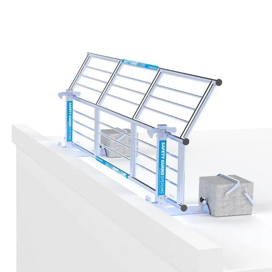 SGS Slim Plus Dachkantenschutz 3-30 Meter Komplettset  für Flachdächer – Profi Schutzsystem
