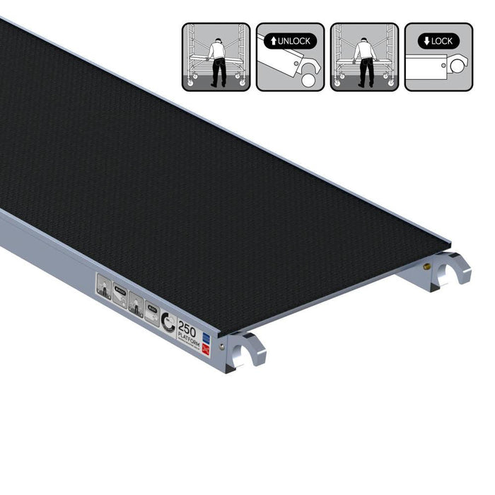 Rollgerüstplattformen ohne Klappe 250 cm Carbonplattform (leicht) - GerüstExpress