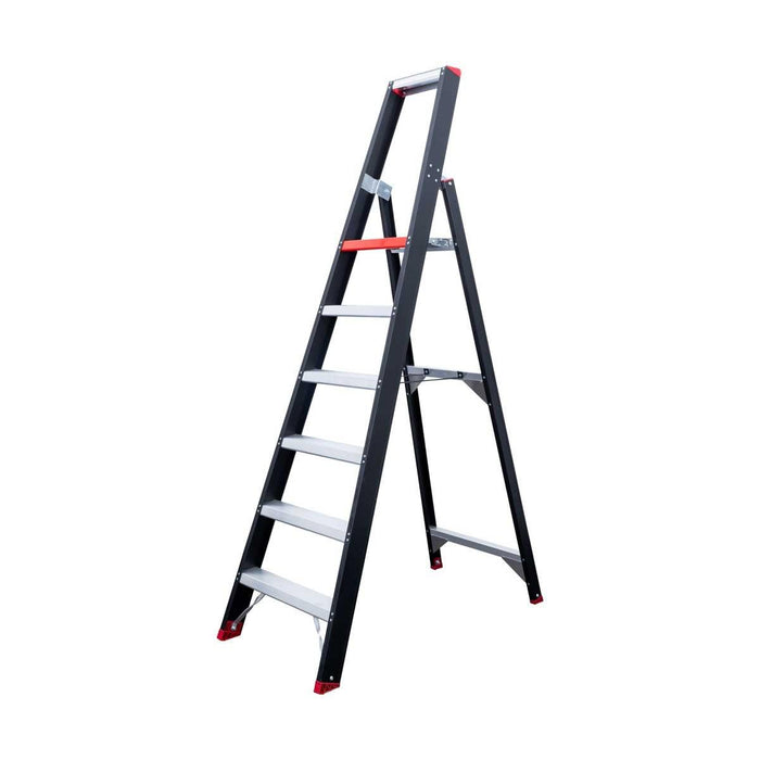 Eurostairs schwarze Stehleiter 1x6 Stufen - Limitierte Auflage - GerüstExpress