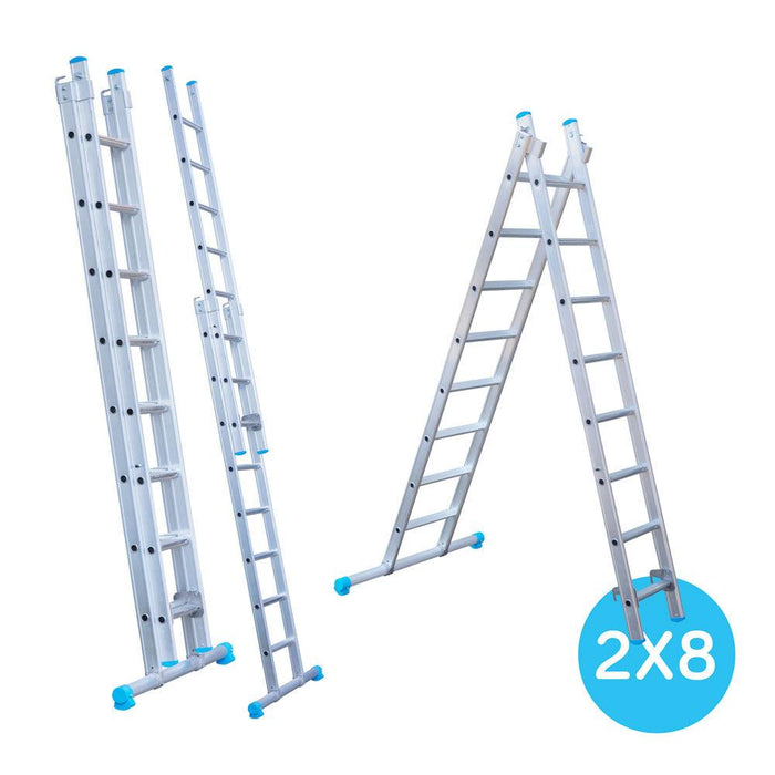 Eurostairs Merhzweckleiter doppelt gerade 2x8 Sprossen - GerüstExpress