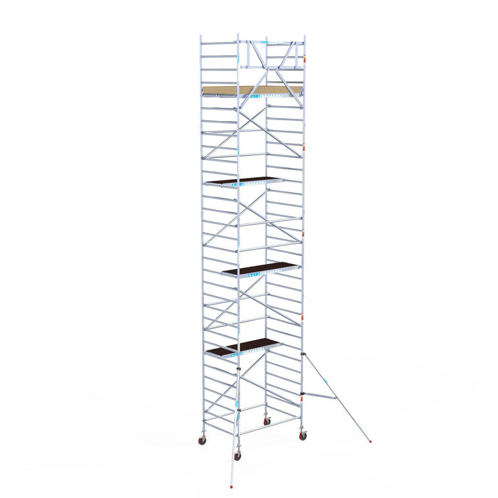 Rollgerüst Euroscaffold Basic 135x190 10,2m Arbeitshöhe an der Fassade - GerüstExpress