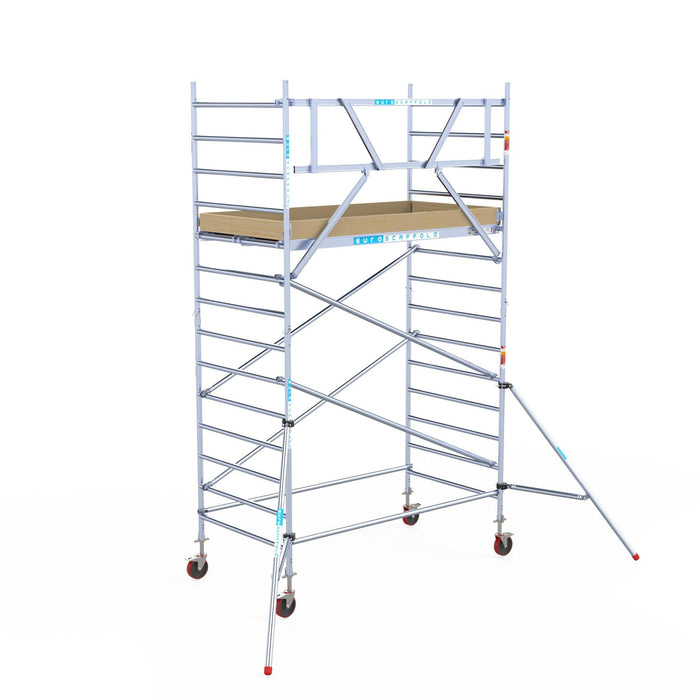 Rollgerüst Euroscaffold Basic 135x250 5,2m Arbeitshöhe an der Fassade - GerüstExpress