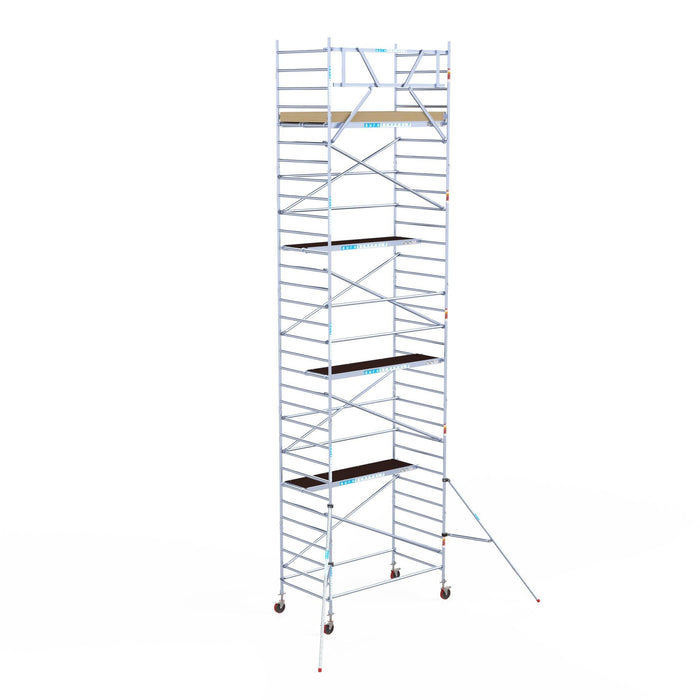 Rollgerüst Euroscaffold Basic 135x250 10,2m Arbeitshöhe an der Fassade - GerüstExpress