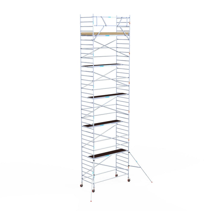 Rollgerüst Euroscaffold Basic 135x305 12,2m Arbeitshöhe an der Fassade - GerüstExpress