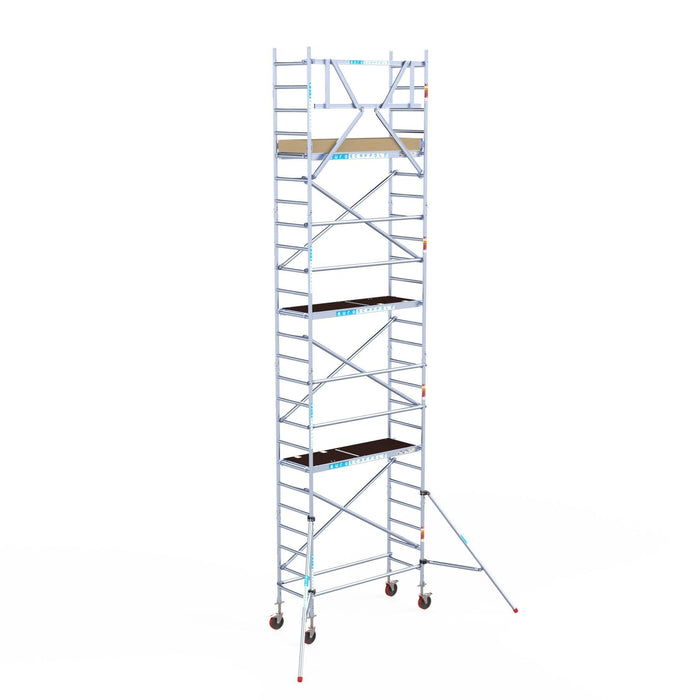 Rollgerüst Euroscaffold Basic 75x190 8,2m Arbeitshöhe an der Fassade - GerüstExpress