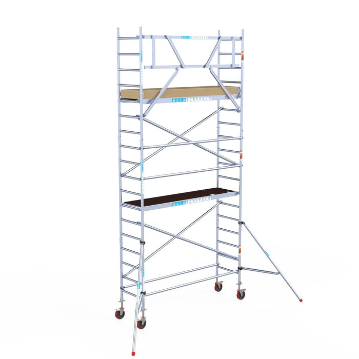 Rollgerüst Euroscaffold Basic 75x250 6,2m Arbeitshöhe an der Fassade - GerüstExpress