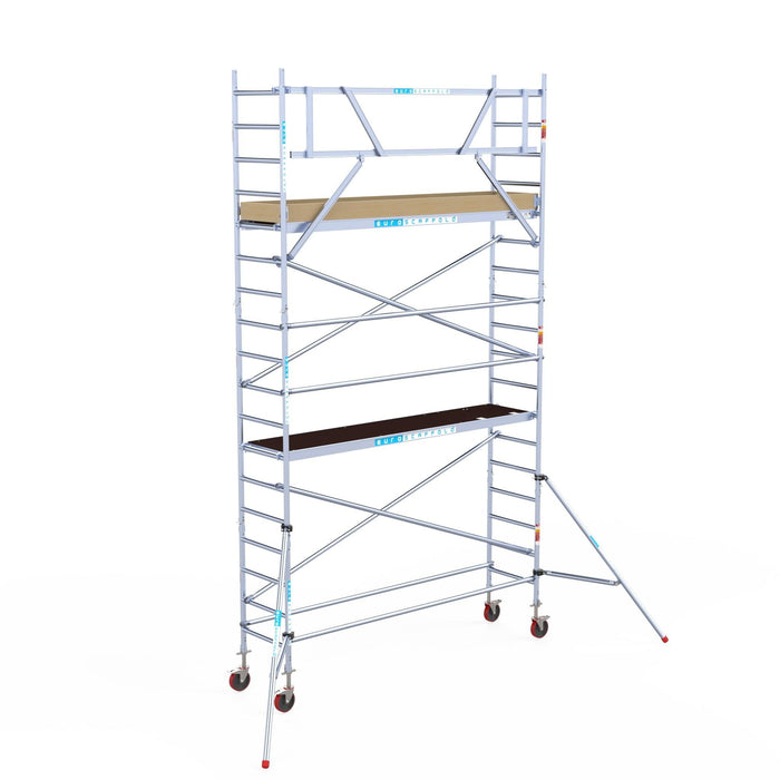 Rollgerüst Euroscaffold Basic 75x305 6,2m Arbeitshöhe an der Fassade - GerüstExpress