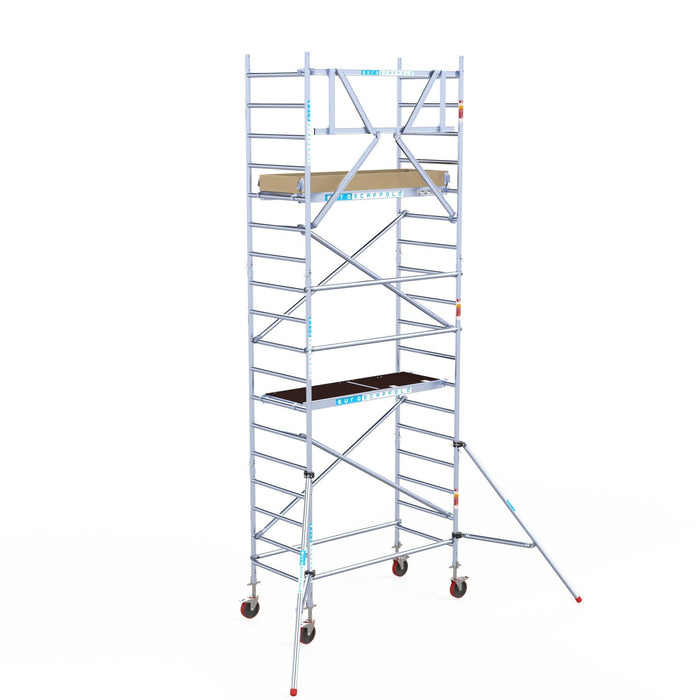 Rollgerüst Euroscaffold Basic 90x190 6,2m Arbeitshöhe an der Fassade - GerüstExpress