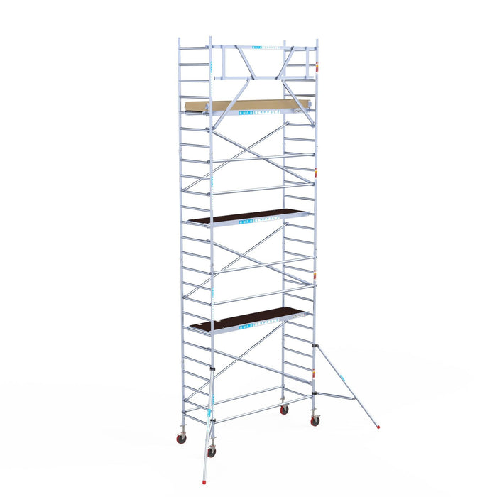 Rollgerüst Euroscaffold Basic 90x250 8,2m Arbeitshöhe an der Fassade - GerüstExpress