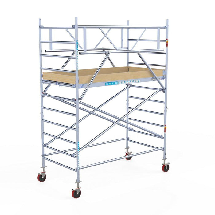 Rollgerüst Euroscaffold Basic Plus 135x250 4,2m Arbeitshöhe freistehend mit Carbon - GerüstExpress