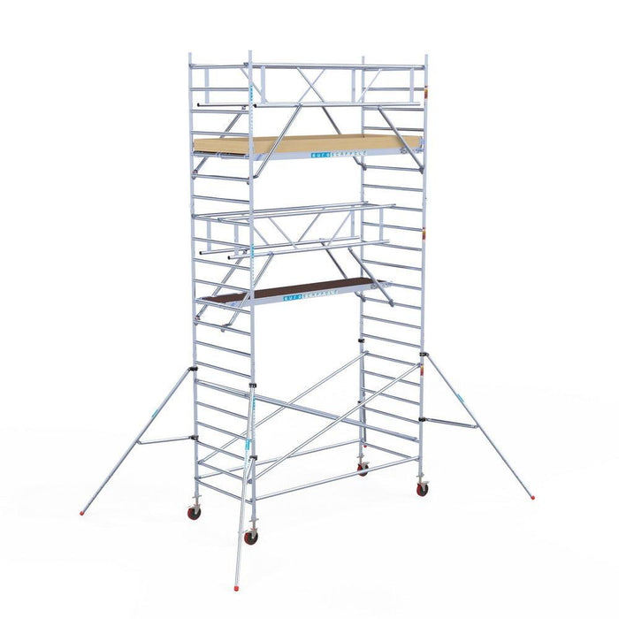 Rollgerüst Euroscaffold Basic Plus 135x305 7,2m Arbeitshöhe freistehend mit Carbon - GerüstExpress