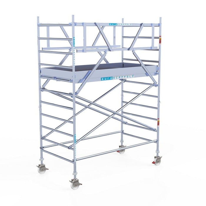 Rollgerüst Eurogerüst Original 135x250 4,2m Arbeitshöhe Carbonplattform freistehend - GerüstExpress
