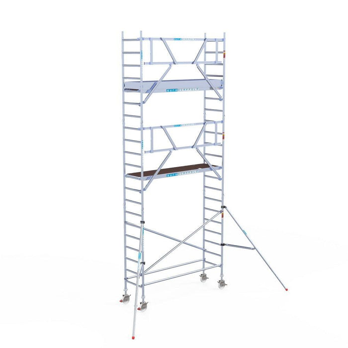 Rollgerüst Euroscaffold Professionell 75x250 7,2m Arbeitshöhe an der Fassade - GerüstExpress