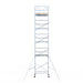 Rollgerüst Euroscaffold Basic 135x190 11,2m Arbeitshöhe Carbonplattform gegen Fassade - GerüstExpress