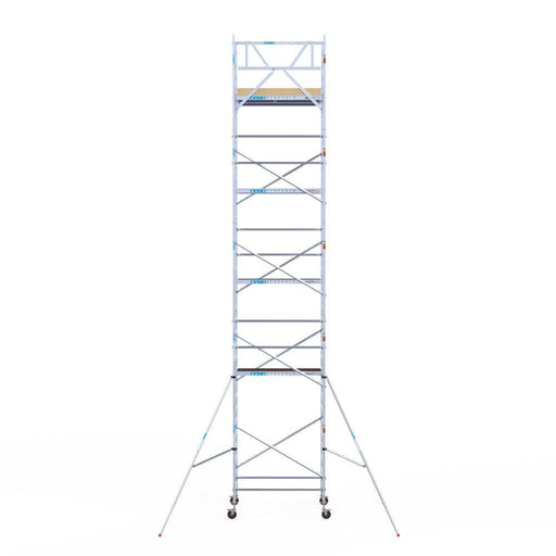Rollgerüst Euroscaffold Basic 135x190 11,2m Arbeitshöhe an der Fassade - GerüstExpress
