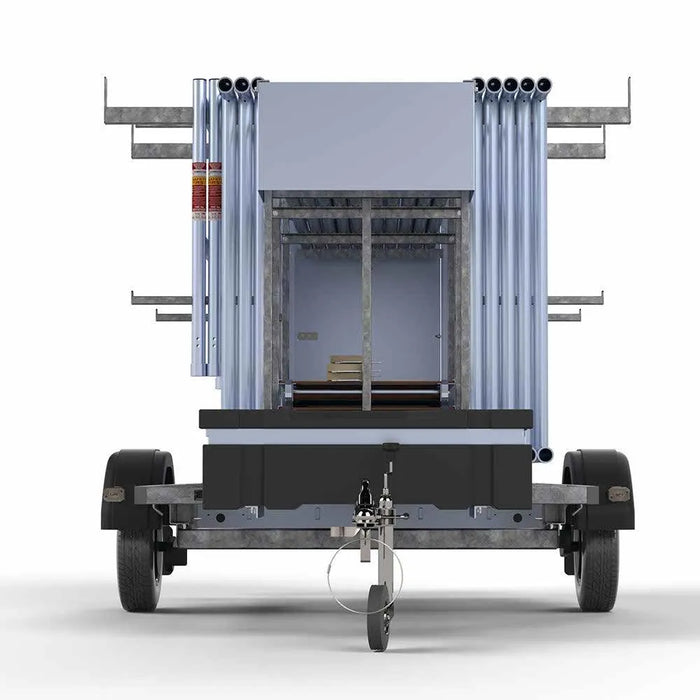 Abschließbarer Gerüstanhänger 250 + Rollgerüst Basic 135x250 8,2m Arbeitshöhe - Gerüstexpress.de