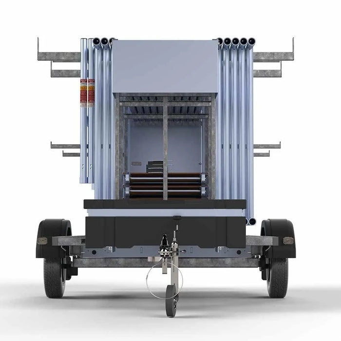 Abschließbarer Gerüstanhänger 250 + Rollgerüst Standard 135x250 10,2m Arbeitshöhe Carbonplattform - Gerüstexpress.de