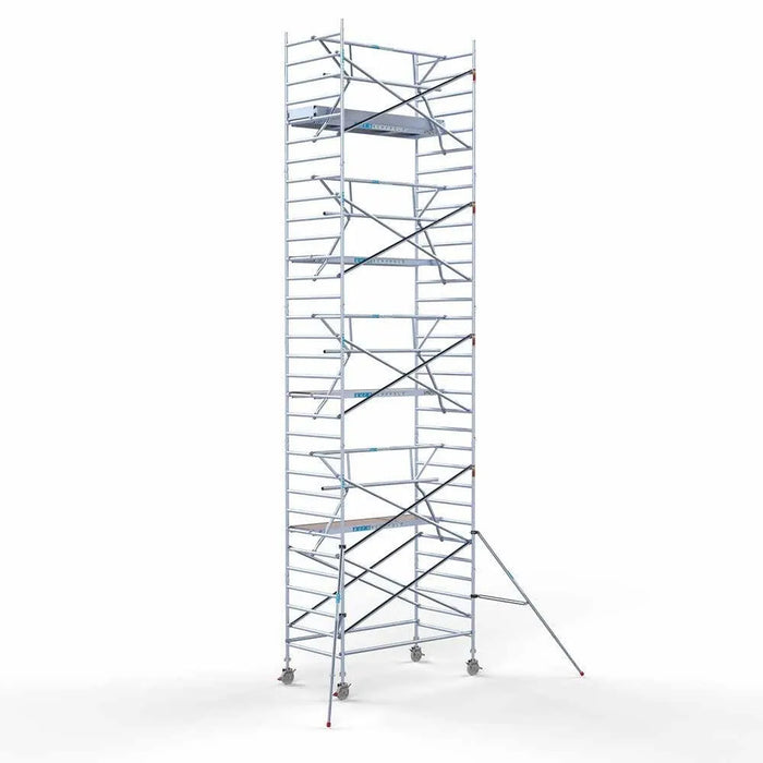 Abschließbarer Gerüstanhänger 250 + Rollgerüst Standard 135x250 10,2m Arbeitshöhe einfaches Sicherheitsgeländer - Gerüstexpress.de