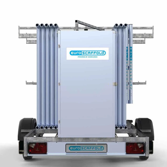 Abschließbarer Gerüstanhänger 305 + Rollgerüst Standard 135x305 8,2m Arbeitshöhe - Gerüstexpress.de