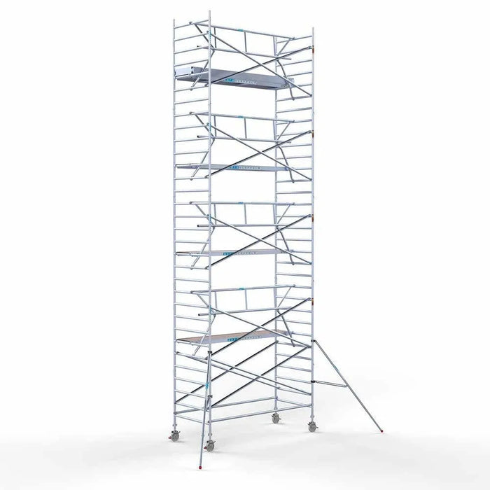 Abschließbarer Gerüstanhänger 305 + Rollgerüst Standard 135x305 8,2m Arbeitshöhe einfaches Sicherheitsgeländer - Gerüstexpress.de