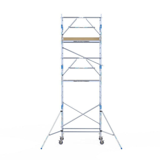 Rollgerüst Alumexx Extra 90x190 7,2m Arbeitshöhe an der Fassade - GerüstExpress