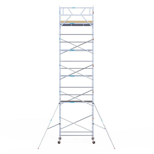 Rollgerüst Euroscaffold Basic 135x250 11,2m Arbeitshöhe an der Fassade - GerüstExpress