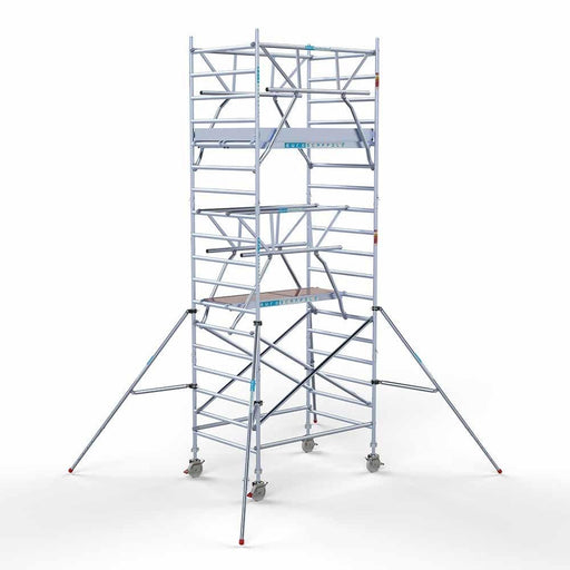 Anhänger + Rollgerüst Standard 135x190 6,2m Arbeitshöhe + doppeltes Sicherheitsgeländer - GerüstExpress