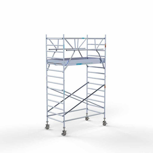 Anhänger + Rollgerüst Standard 135x250 5,2m Arbeitshöhe + doppeltes Sicherheitsgeländer - GerüstExpress