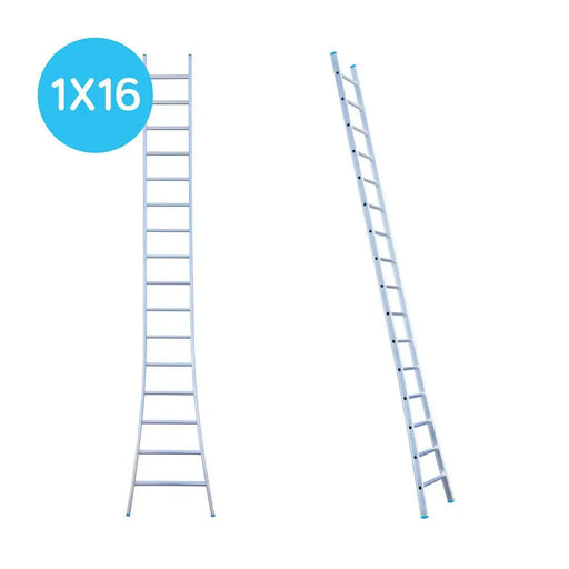 Eurostairs Leiter einfach gebogen 1x16 Sprossen - Gerüstexpress.de