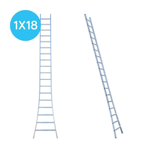 Eurostairs Leiter einfach gebogen 1x18 Sprossen - Gerüstexpress.de