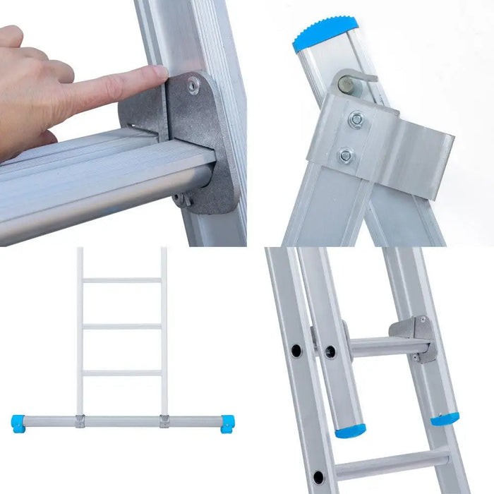 Eurostairs Mehrzweckleiter doppelt gerade 2x14 Sprossen + Giebelrollen - Gerüstexpress.de