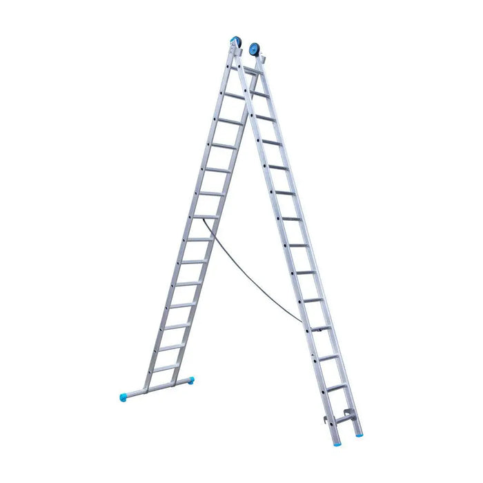 Eurostairs Mehrzweckleiter doppelt gerade 2x14 Sprossen + Giebelrollen - Gerüstexpress.de