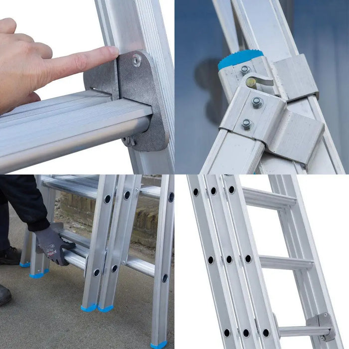 Eurostairs Mehrzweckleiter dreiteilig gebogen 3x8 Sprossen - Gerüstexpress.de
