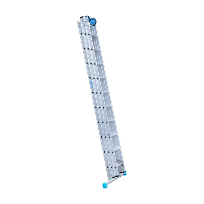 Eurostairs Mehrzweckleiter dreiteilig gerade 3x10 Sprossen + Giebelrollen - Gerüstexpress.de