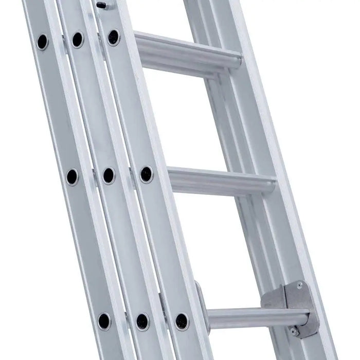 Eurostairs Mehrzweckleiter dreiteilig gerade 3x12 Sprossen + Giebelrollen - Gerüstexpress.de