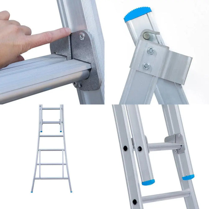 Eurostairs Merhzweckleiter doppelt gebogen 2x9 Sprossen - Gerüstexpress.de