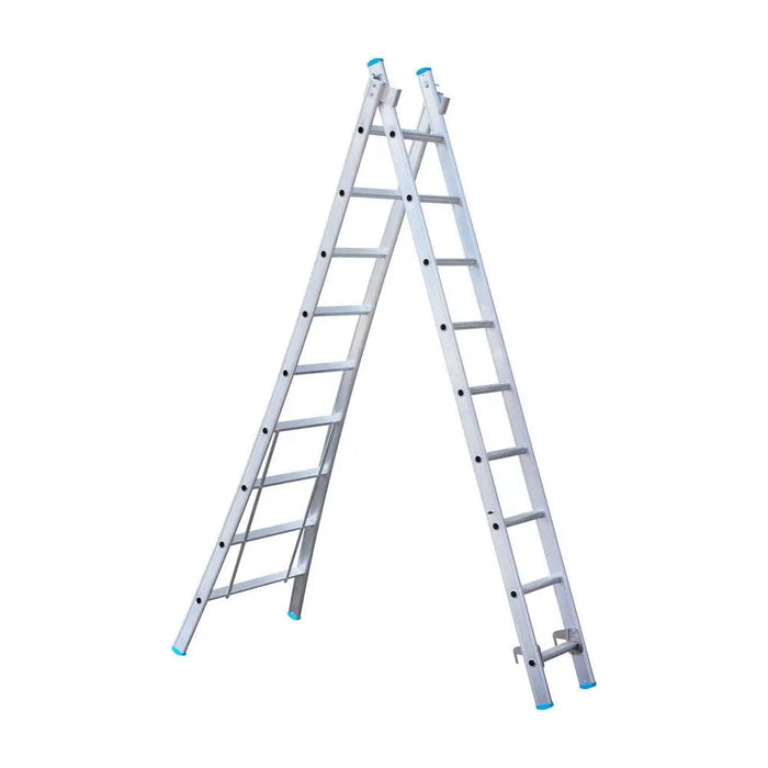 Eurostairs Merhzweckleiter doppelt gebogen 2x9 Sprossen - Gerüstexpress.de