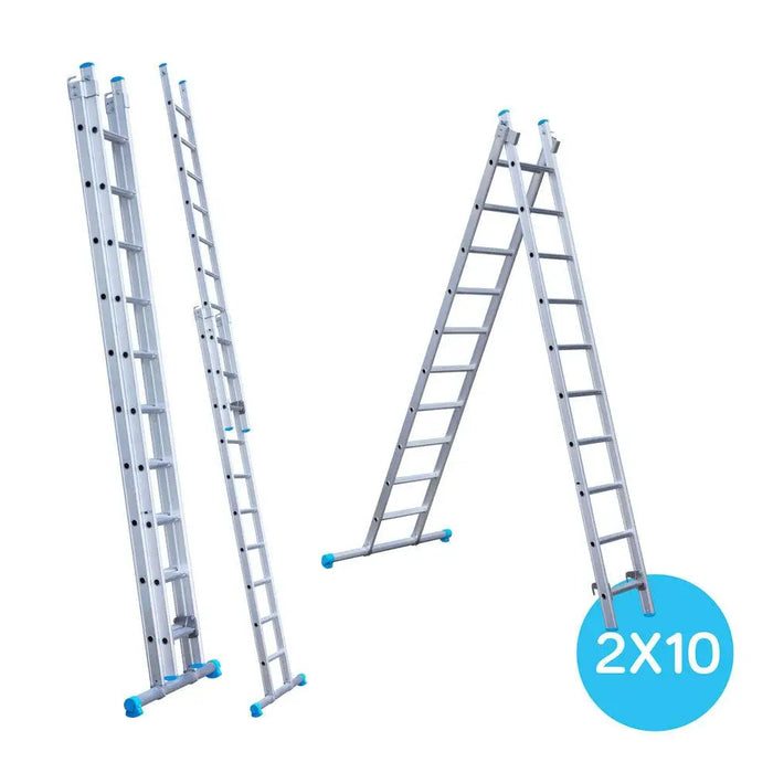 Eurostairs Merhzweckleiter doppelt gerade 2x10 Sprossen - Gerüstexpress.de