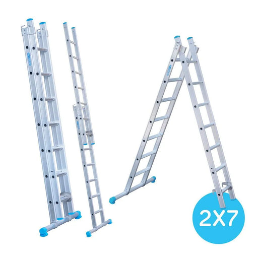 Eurostairs Merhzweckleiter doppelt gerade 2x7 Sprossen - Gerüstexpress.de