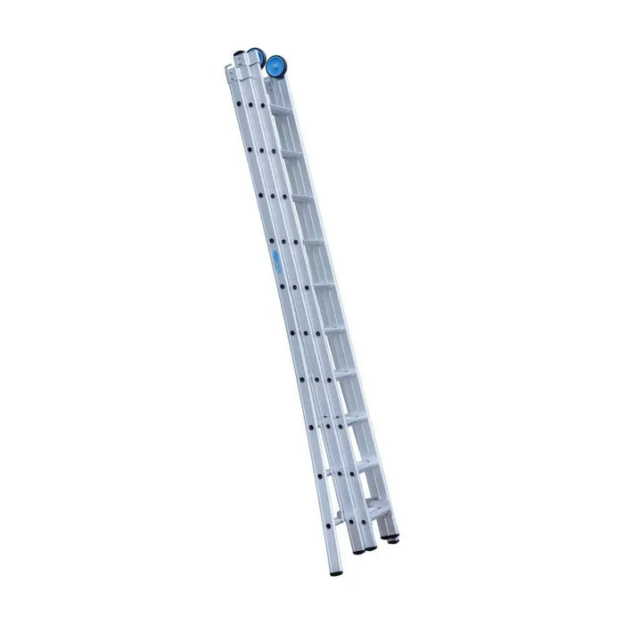 Eurostairs Merhzweckleiter dreiteilig gebogen 3x10 Sprossen + Giebelrollen - Gerüstexpress.de