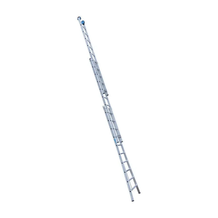 Eurostairs Merhzweckleiter dreiteilig gebogen 3x10 Sprossen + Giebelrollen - Gerüstexpress.de
