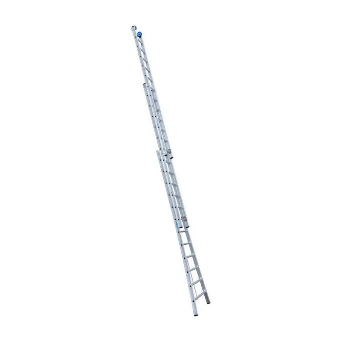 Eurostairs Merhzweckleiter dreiteilig gebogen 3x12 Sprossen + Giebelrollen - Gerüstexpress.de