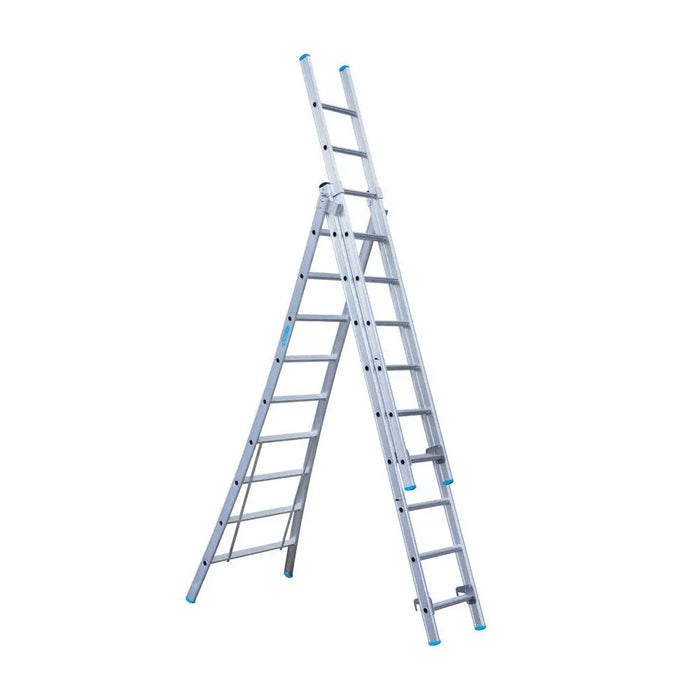 Eurostairs Merhzweckleiter dreiteilig gebogen 3x9 Sprossen - Gerüstexpress.de