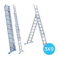 Eurostairs Merhzweckleiter dreiteilig gerade 3x9 Sprossen