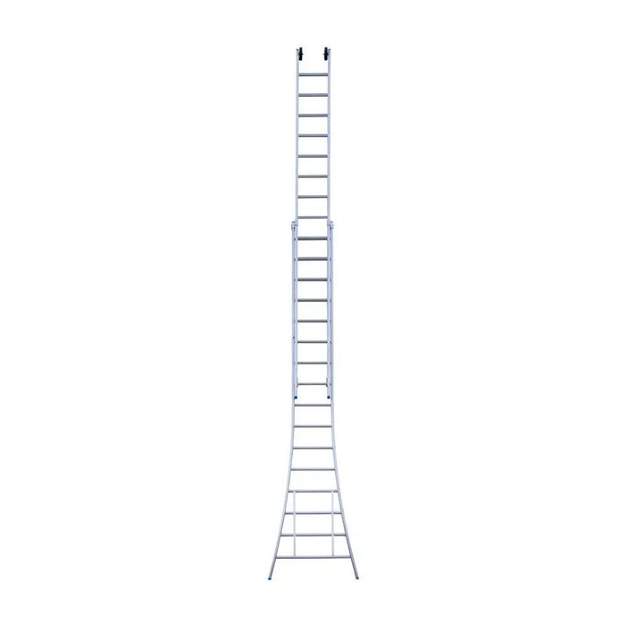 Eurostairs Schiebeleiter doppelt gebogen 2x16 Sprossen + Rollen am Giebelende - Gerüstexpress.de