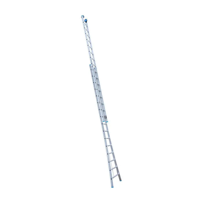 Eurostairs Schiebeleiter doppelt gebogen 2x16 Sprossen + Rollen am Giebelende - Gerüstexpress.de