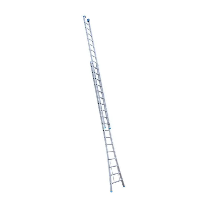 Eurostairs Schiebeleiter doppelt gebogen 2x18 Sprossen + Rollen am Giebelende - Gerüstexpress.de