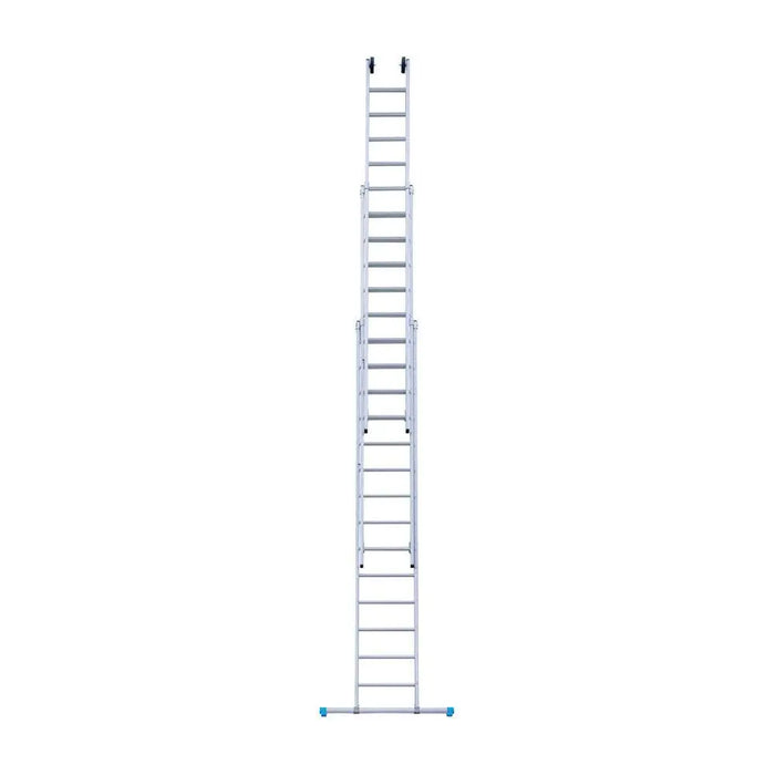 Eurostairs Schiebeleiter dreiteilig gerade 3x14 Sprossen + Giebelsprossen - Gerüstexpress.de