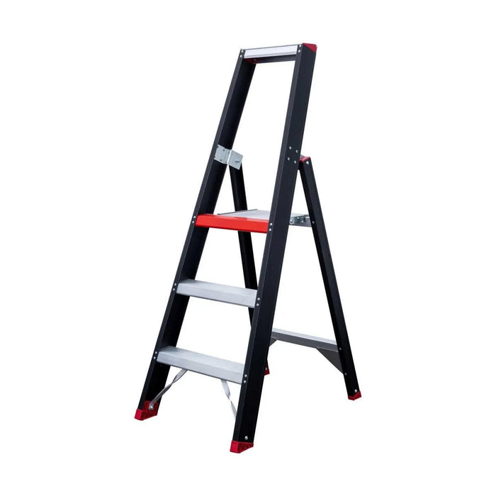 Eurostairs schwarz Stehleiter 1x3 Stufen - Limitierte Auflage - Gerüstexpress.de
