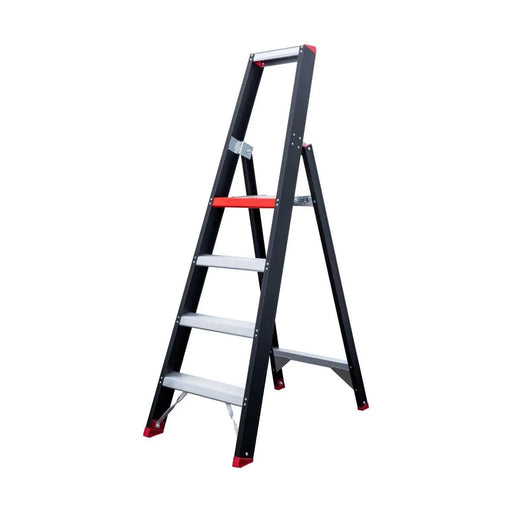 Eurostairs schwarze Stehleiter 1x4 Stufen - Limitierte Auflage - Gerüstexpress.de